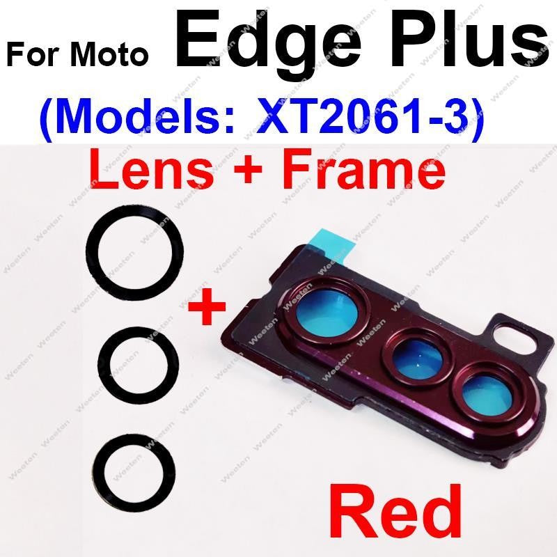 Cubierta de lente de cristal de cámara trasera para Motorola MOTO Edge Plus XT2061-3 piezas de soporte de marco de lente de cámara trasera