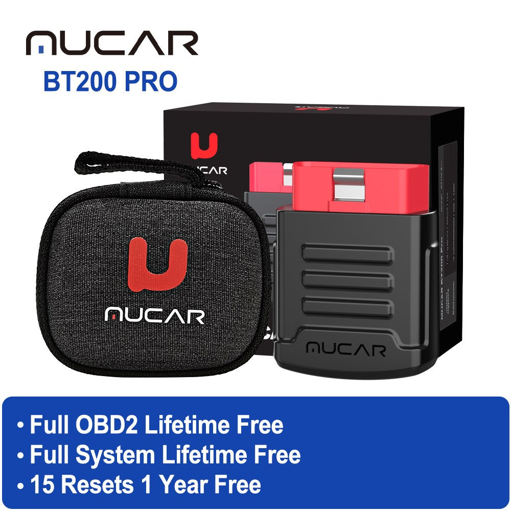 MUCAR BT200/BT200 PRO, herramienta de diagnóstico de coche con Bluetooth, aceite IMMO SAS 15, reinicio OBD2, escáner, lector de código automático para diagnóstico de sistema completo