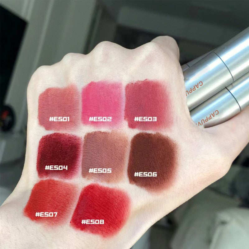 Brillo de labios de niebla mate de terciopelo único, taza antiadherente impermeable, esmalte de labios a prueba de manchas, lápiz labial líquido que no se decolora