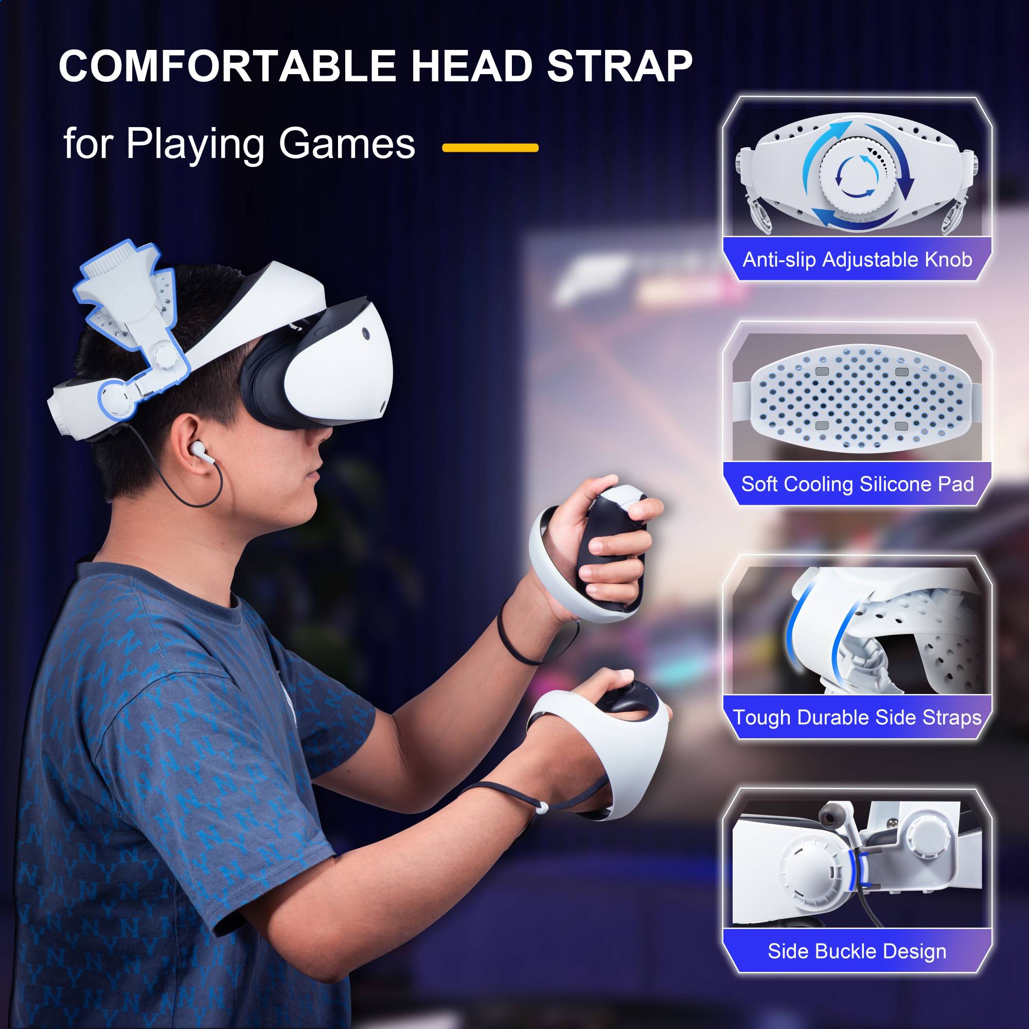 Correa de cabeza ajustable para gafas SONY PS VR2 VR, soporte de auriculares retráctil para accesorios de expansión PlayStation VR2