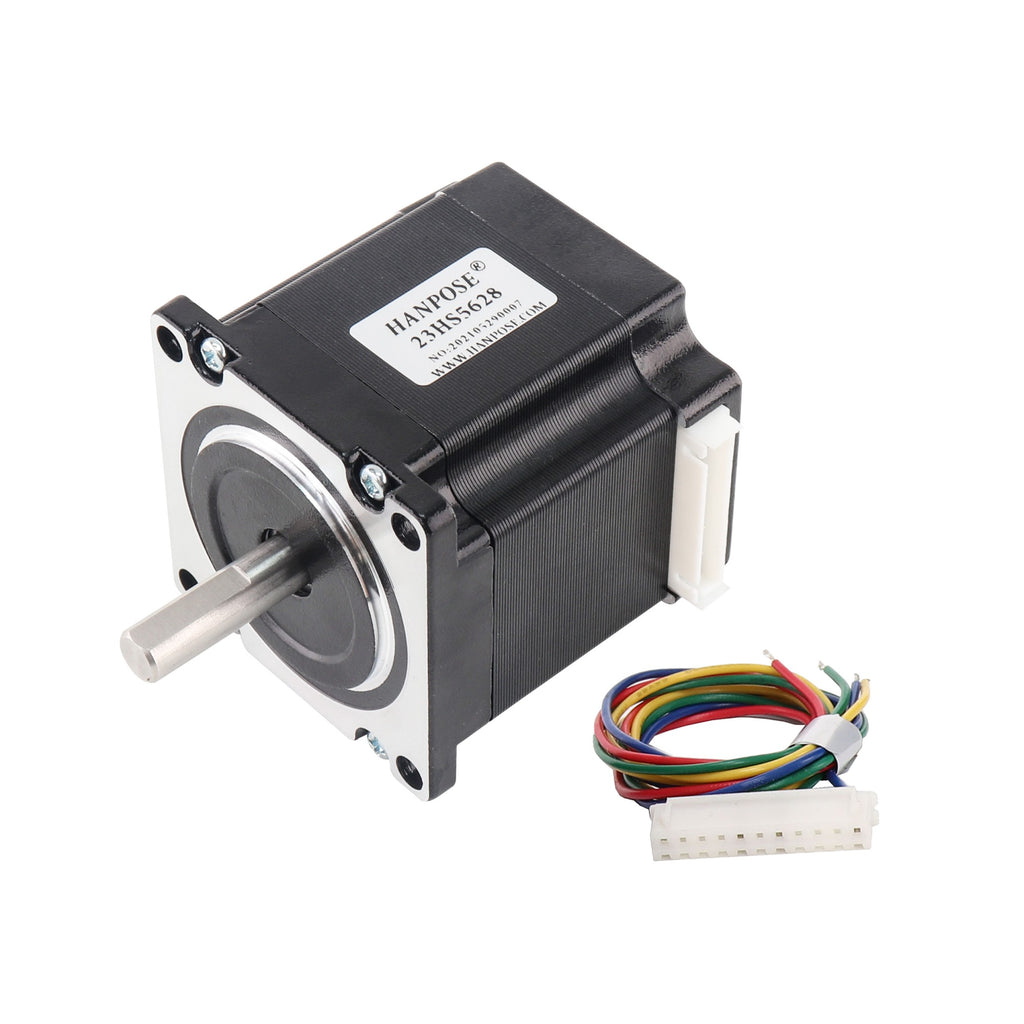 Motor paso a paso HANPOSE 23, modelo 23HS4128 23HS5128 23HS5628 23HS7628, diámetro del eje 8 mm, sistema de cuatro cables, motor serie 57.