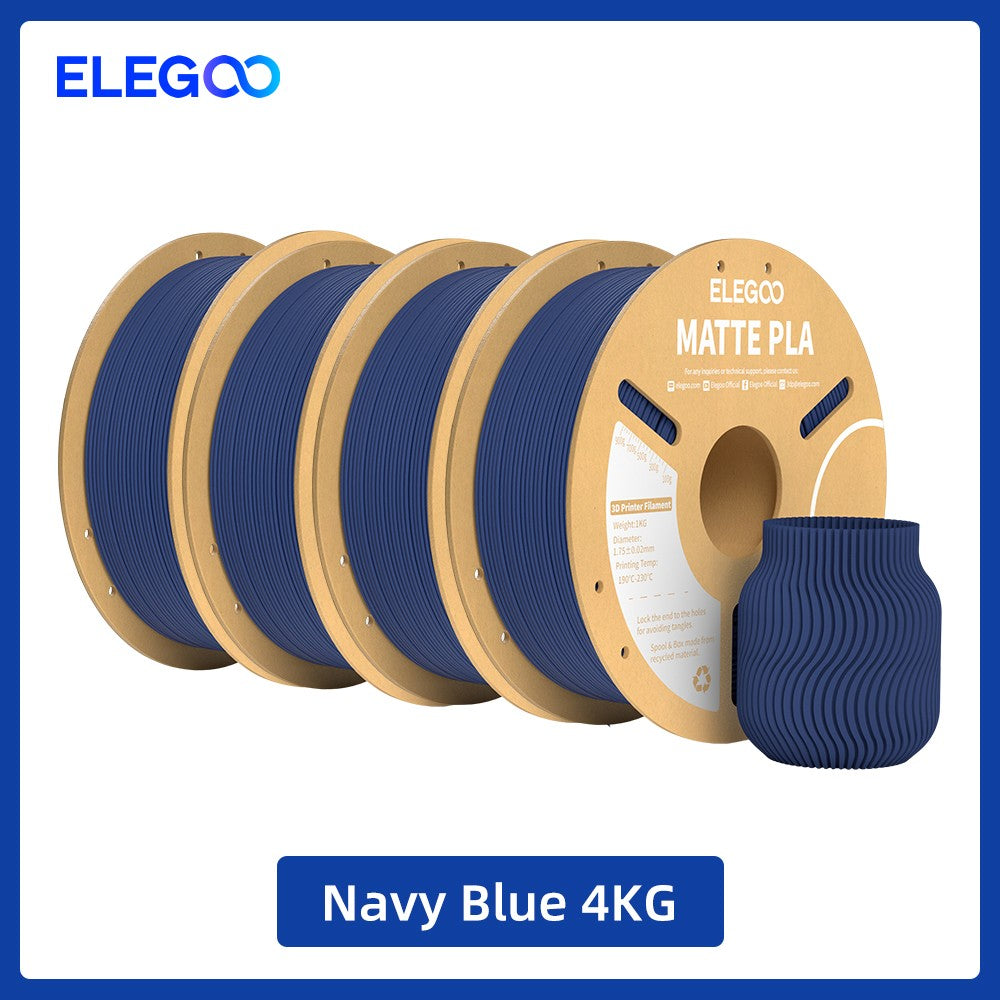 Filamento PLA Mate ELEGOO 1KG, 1.75mm para Impresora 3D FDM, Precisión Dimensional +/- 0.02mm, Bobina de Cartón de 1kg (2.2lbs)
