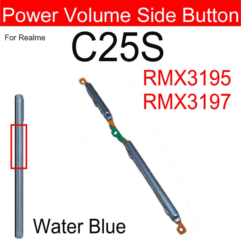 Para Realme C25 C25Y C25S C21 C21Y C20 C20A volumen de energía botón lateral volumen lateral botones de encendido llave pequeña piezas de cable flexible