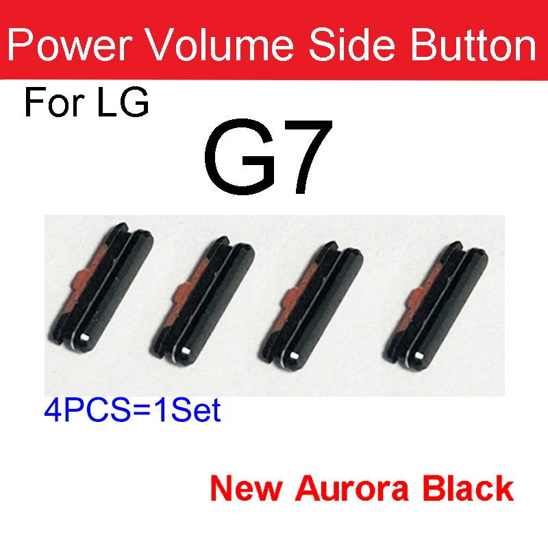 4 unids/lote para LG G7 G8 G8S G8X botones laterales de volumen de energía encendido apagado volumen de energía reemplazo de teclas laterales pequeñas