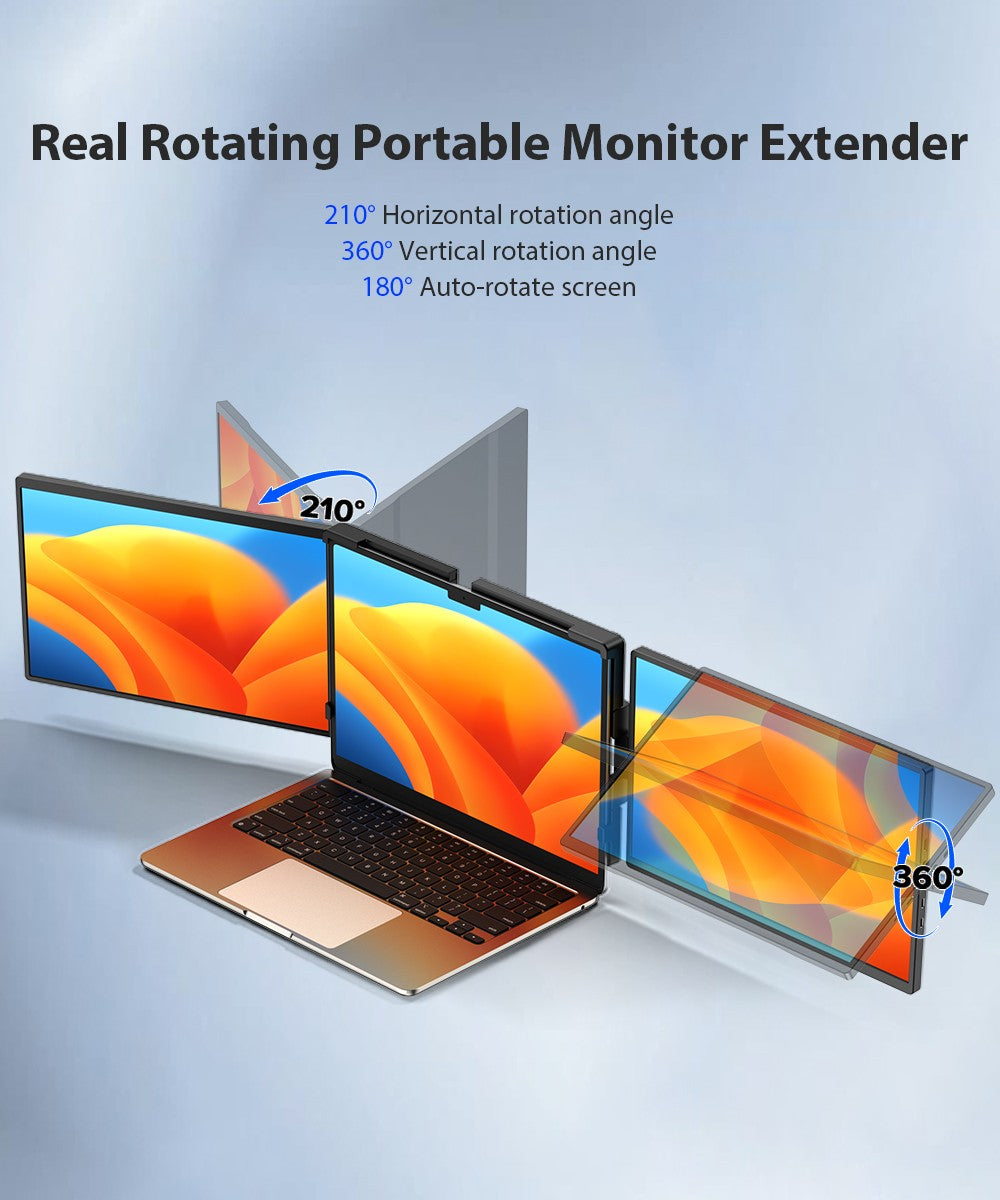 Extensor de pantalla para computadora portátil EVICIV 2K de 14" QHD 1440P, monitor triple portátil con rotación automática de 180° para Wins, Mac, Dex, Chrome, viajes, trabajo