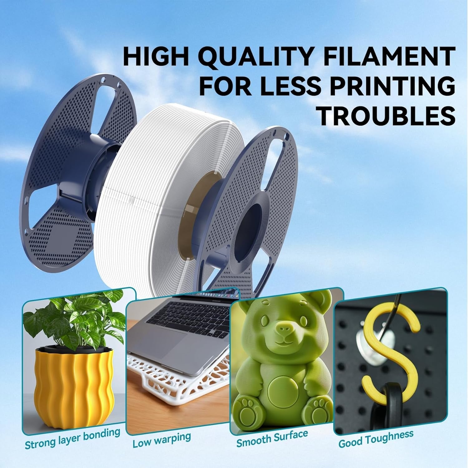 Filamentos SUNLU PLA PETG PLA Plus, 10 rollos de filamento 3D, 1 KG/rollo, 1,75mm, 100% líneas de filamento, ordenadamente para impresión 3D de la UE y EE. UU.