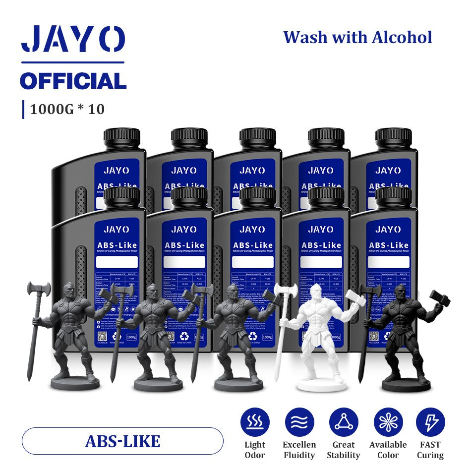 JAYO ABS como resina 3D, 10 botellas ABS como fotopolímero de curado UV de 405nm, resina 3D rápida para impresora 3D LCD/DLP/SLA de 2/4/6/8K