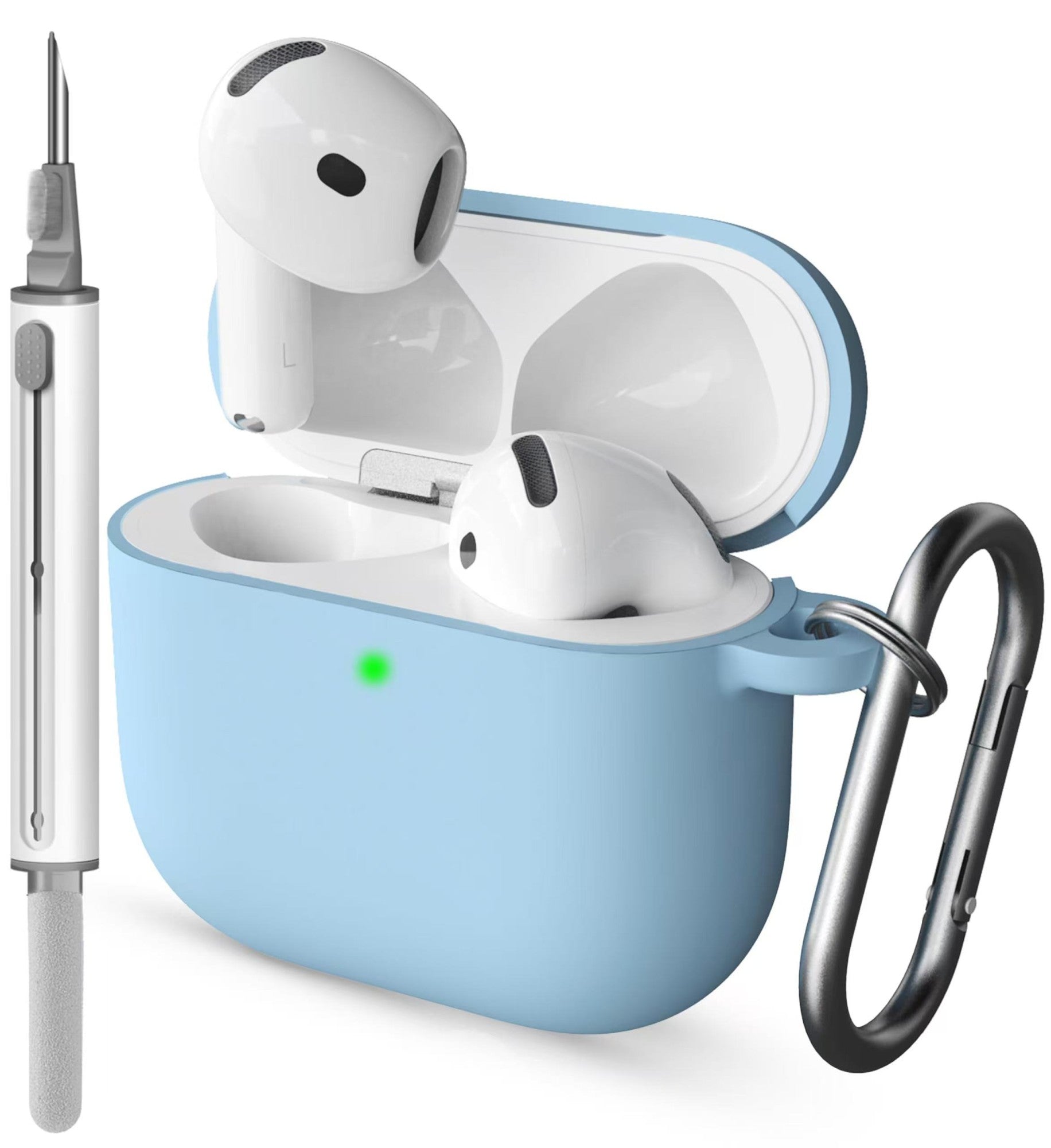 Funda AirPods 4 con kit de limpieza, funda protectora de silicona suave para Apple AirPods 4 generación para mujeres y hombres