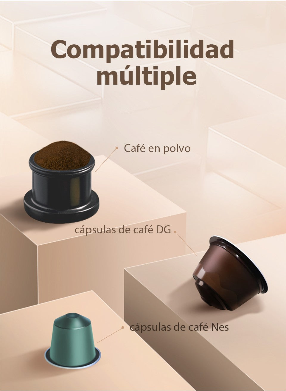 HiBREW Máquina de Café Portátil para Coche y Hogar, Cafetera de Expreso, Compatible con Cápsulas Dolce Nespresso y Café Molido, CC de 12 V, Dispositivo H4