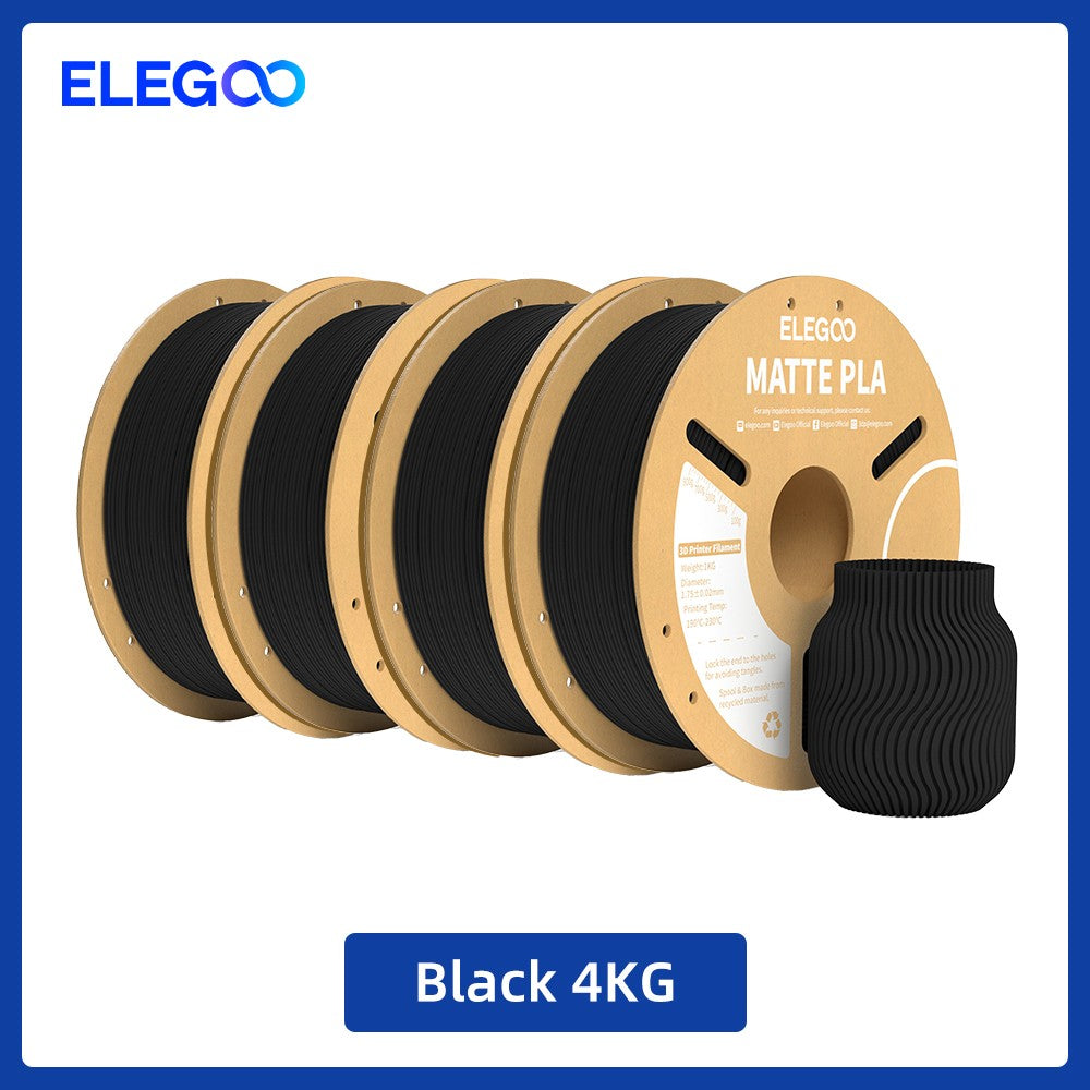 Filamento PLA Mate ELEGOO 1KG, 1.75mm para Impresora 3D FDM, Precisión Dimensional +/- 0.02mm, Bobina de Cartón de 1kg (2.2lbs)