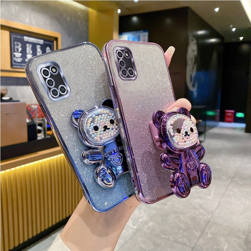 A 31 A 51 A 71 Glitter Bling Bear funda de silicona con soporte para teléfono para Samsung Galaxy A31 A51 A71 4G chica mujer soporte contraportada