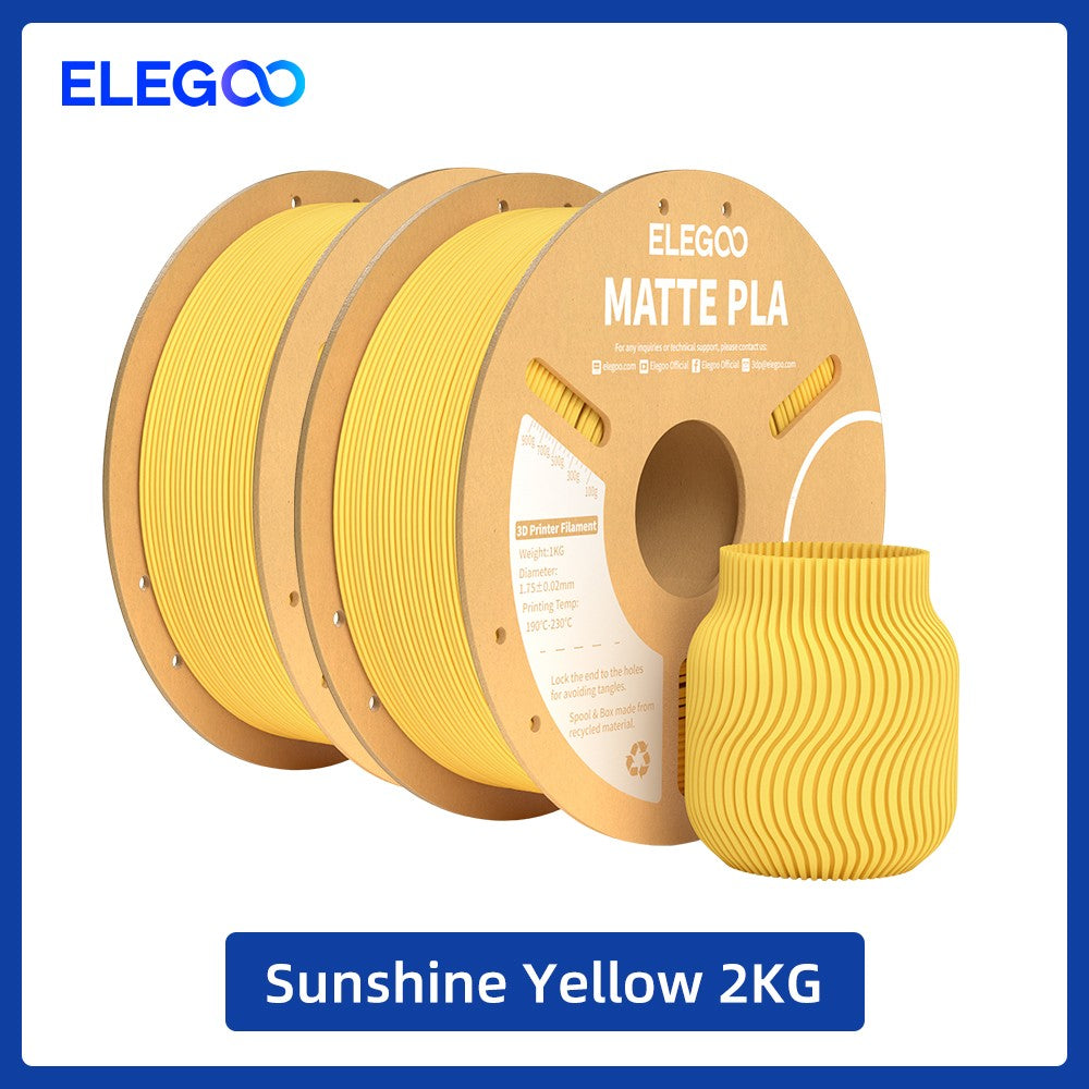 Filamento PLA Mate ELEGOO 1KG, 1.75mm para Impresora 3D FDM, Precisión Dimensional +/- 0.02mm, Bobina de Cartón de 1kg (2.2lbs)