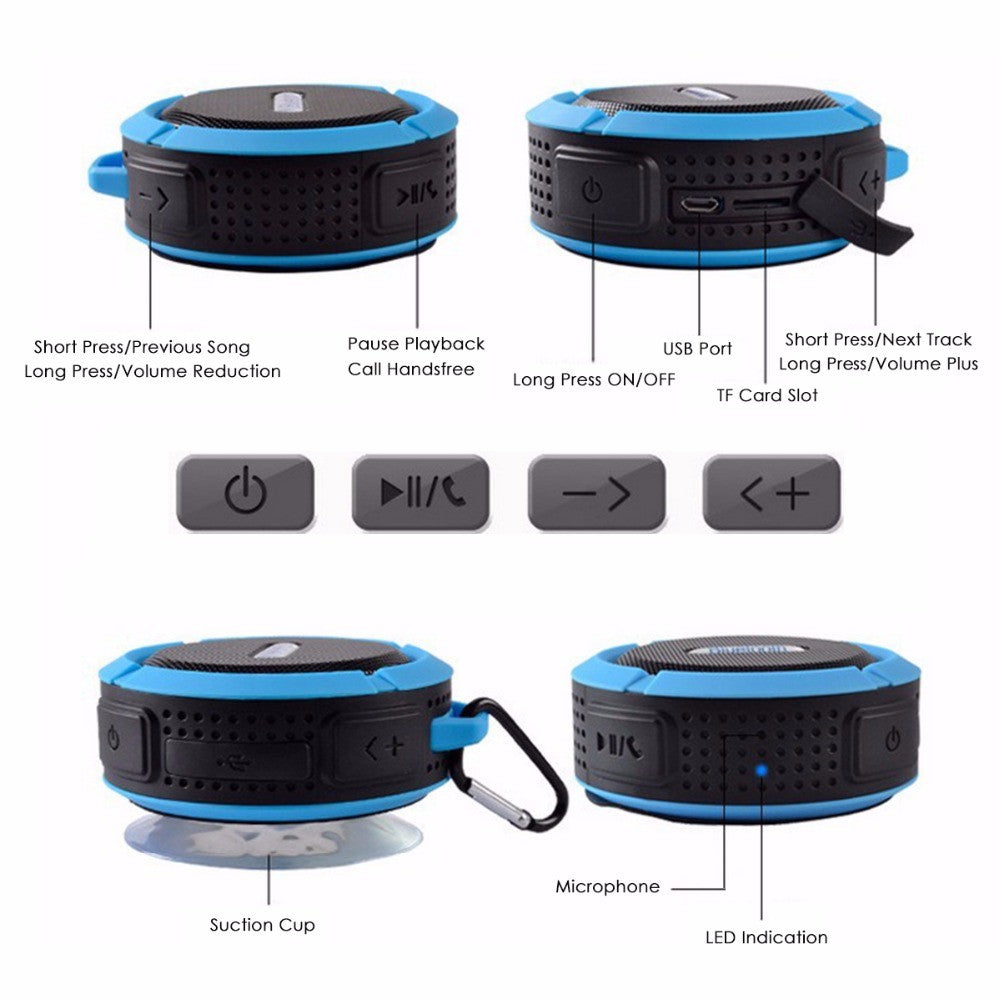 Altavoz Bluetooth C6 resistente al agua, Mini Subwoofer para deportes al aire libre, caja de sonido portátil, altavoz para ducha, coche, teléfono inteligente, MIC TF