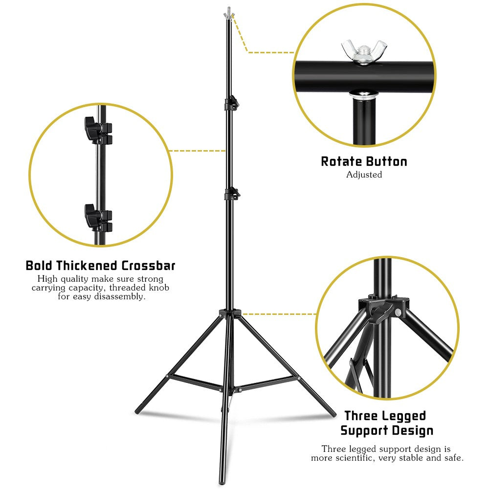 Soporte de fondo en forma de T para fotografía, sistema de soporte ajustable para estudio fotográfico de muselina no tejida, 50x68cm, 1,5x2M, 2x2M