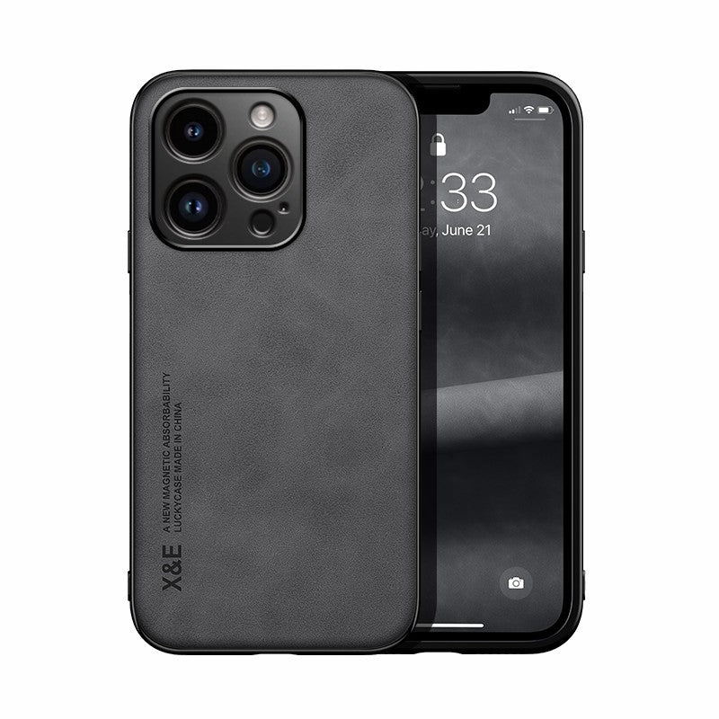 Funda de cuero de lujo para iPhone 16 Pro Max, funda con placa de Metal, soporte para coche, funda para iPhone 16 Pro 16Plus