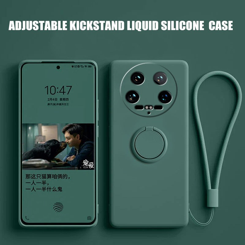 Funda para Xiaomi 14 Ultra Líquido silicona anillo soporte suave funda de teléfono para Xiaomi 14 Ultra a prueba de golpes Fundas traseras Xiaomi 14Ultra