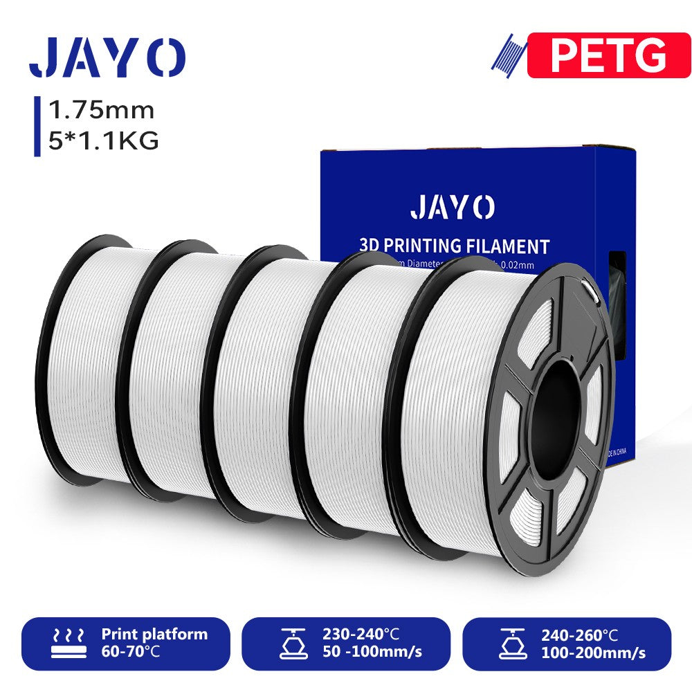 Filamento para Impresora 3D JAYO PETG/PLA/PLA PLUS, 1.75mm, 5.5KG, 100% Sin Burbujas, No Tóxico, Materiales de Impresión 3D para Impresora 3D y Bolígrafo 3D