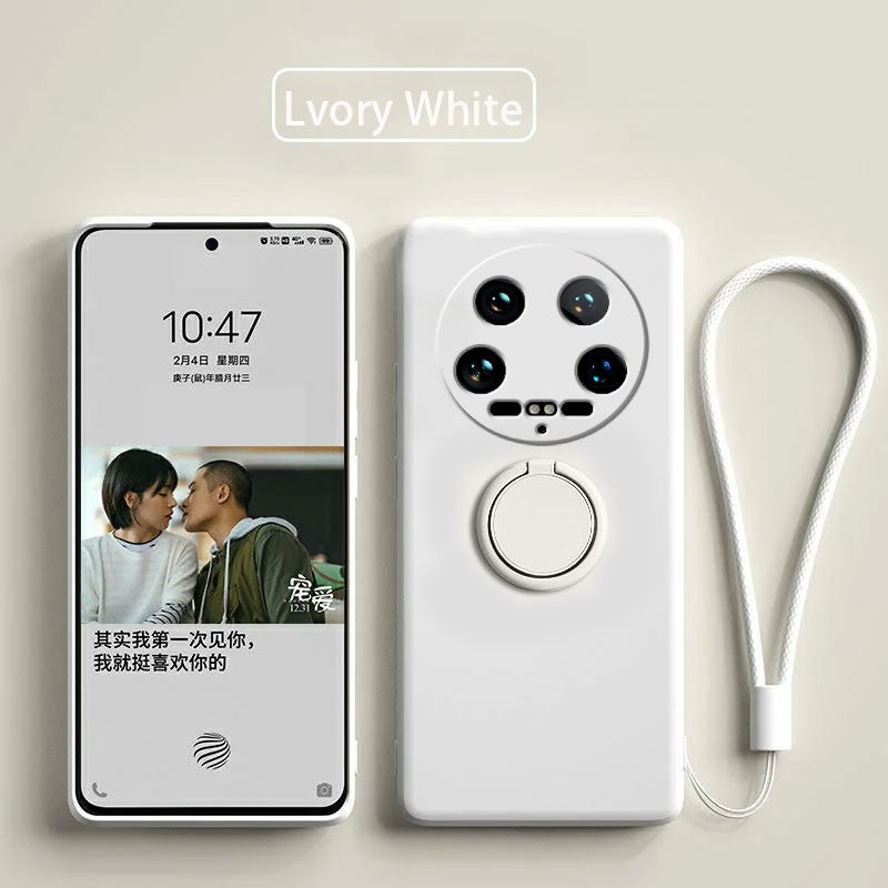 Funda para Xiaomi 14 Ultra Líquido silicona anillo soporte suave funda de teléfono para Xiaomi 14 Ultra a prueba de golpes Fundas traseras Xiaomi 14Ultra