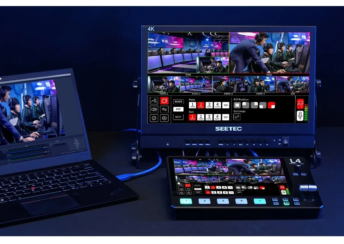 FEELWORLD L4 conmutador de vídeo para cámara, pantalla táctil de 10,1 pulgadas,