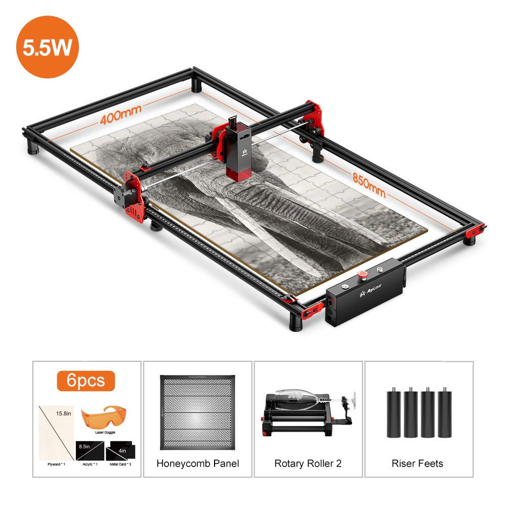 AlgoLaser KIT DIY 5.5W Máquina de Grabado Láser de Escritorio Inteligente de Nivel Básico con Control WiFi y Offline para Madera, Acrílico, Cuero y Manualidades DIY