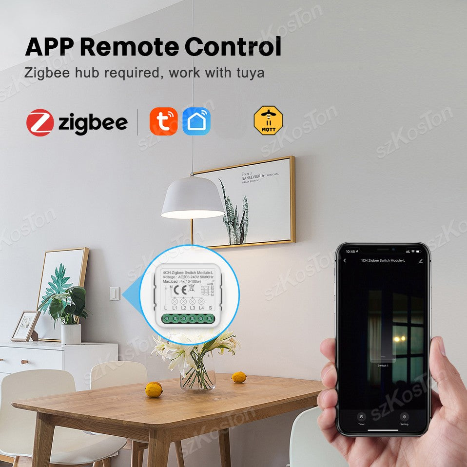 Módulo de Interruptor Inteligente Tuya Zigbee, Relé sin Cable Neutro, Control de 2 Vías, 1, 2, 3, 4 Canales, Compatible con Alexa y Google Home