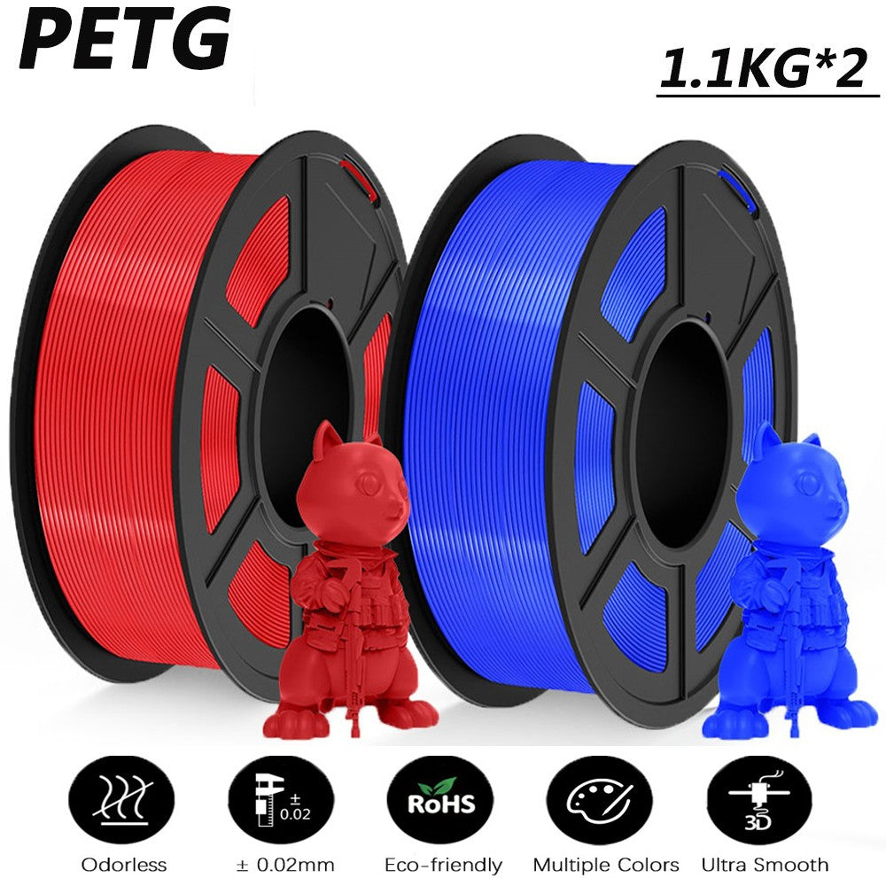 JAYO 2 rollos de filamento de impresora 3D PETG/PLA/PLA PLUS 1,75mm 2,2 KG 100% sin burbujas materiales de impresión 3D no tóxicos para impresora 3D