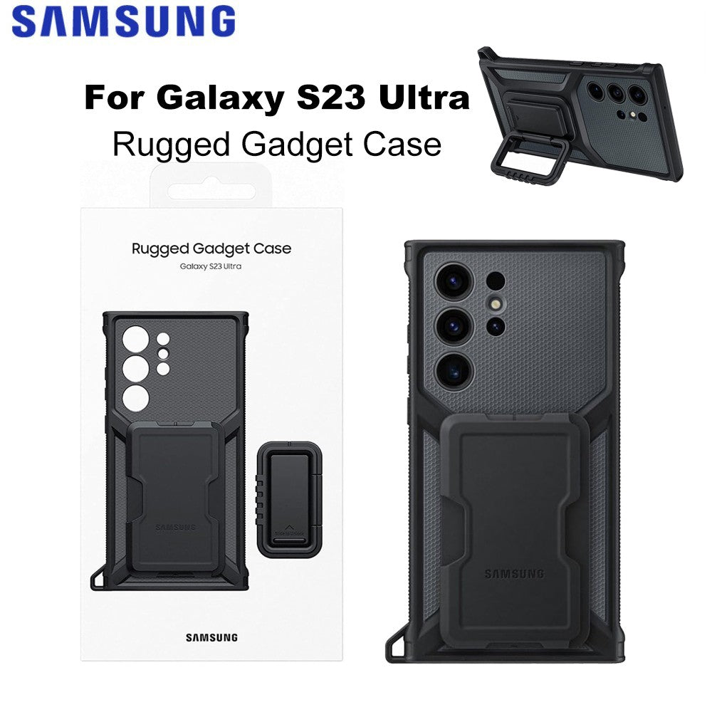 Funda de teléfono resistente Ultra militar Original para Samsung Galaxy S23 con absorbente de golpes y ranura para tarjetas, funda desmontable con correa para la muñeca