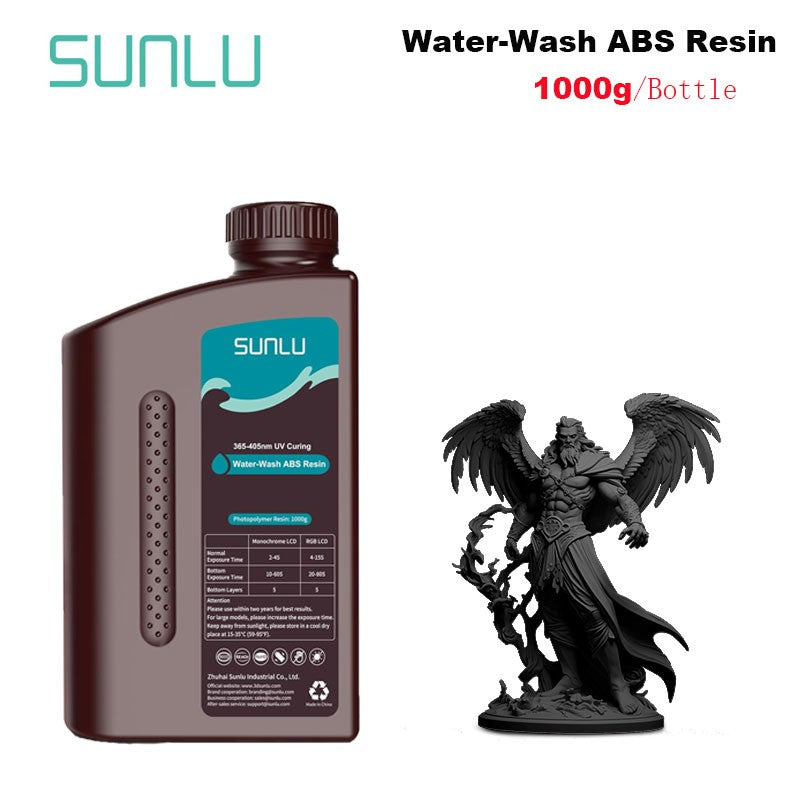 SUNLU 1KG ABS como/resina ABS lavable con agua 1000G/botella 405nm resina fotopolímero de curación UV rápida para Material de impresora LCD 3D