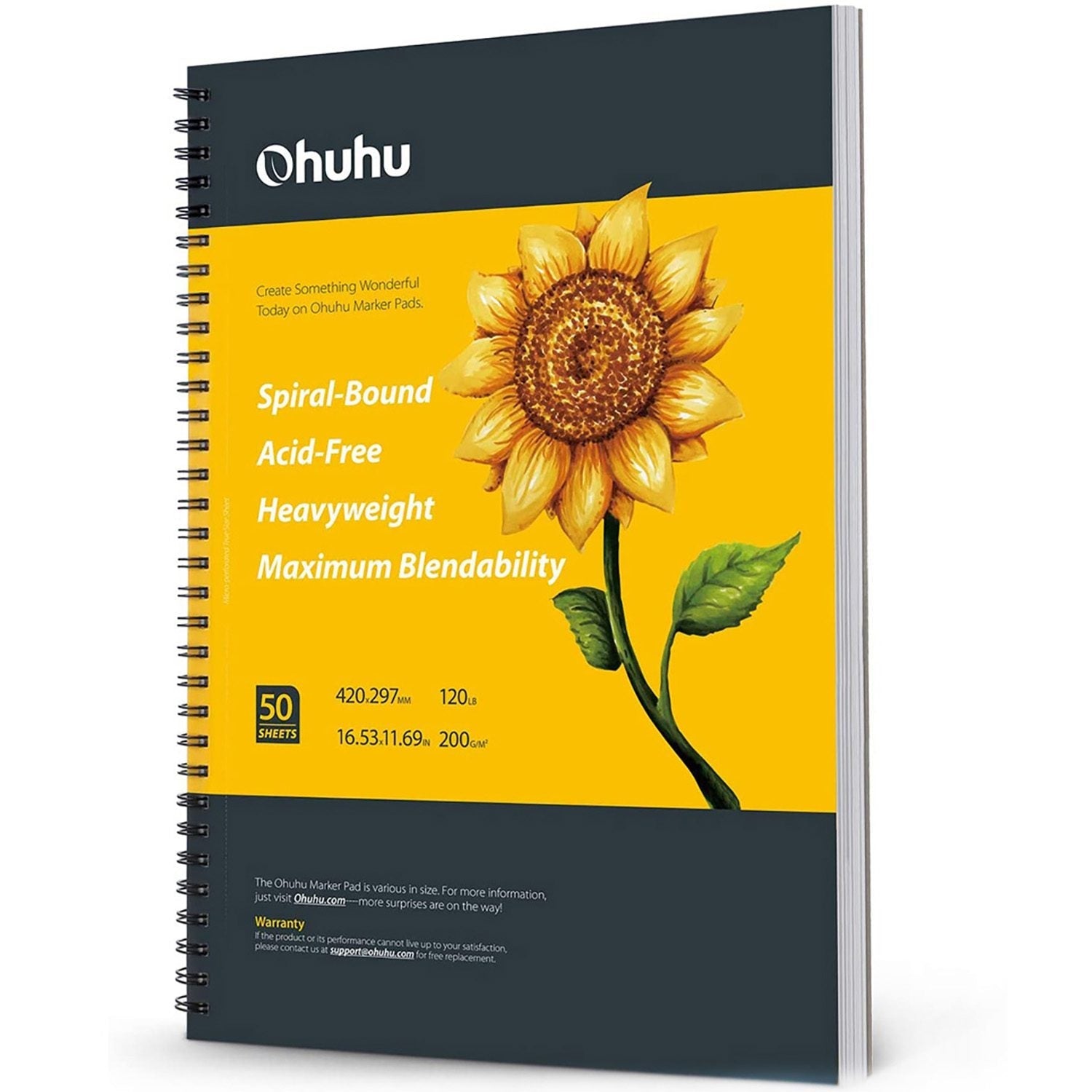 Ohuhu-alfombrilla marcadora encuadernada en espiral para marcadores de Alcohol, cuaderno de bocetos de arte, almohadilla de papel de acuarela, cuaderno de dibujo para marcadores, regalo escolar