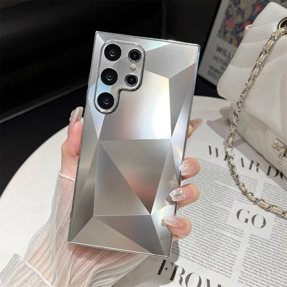 Funda chapada mate con patrón de diamante 3D para Samsung Galaxy S24 S23 Ultra S22 Plus A53 A54 A55 A34 A23 funda dura de lujo con techo de choque
