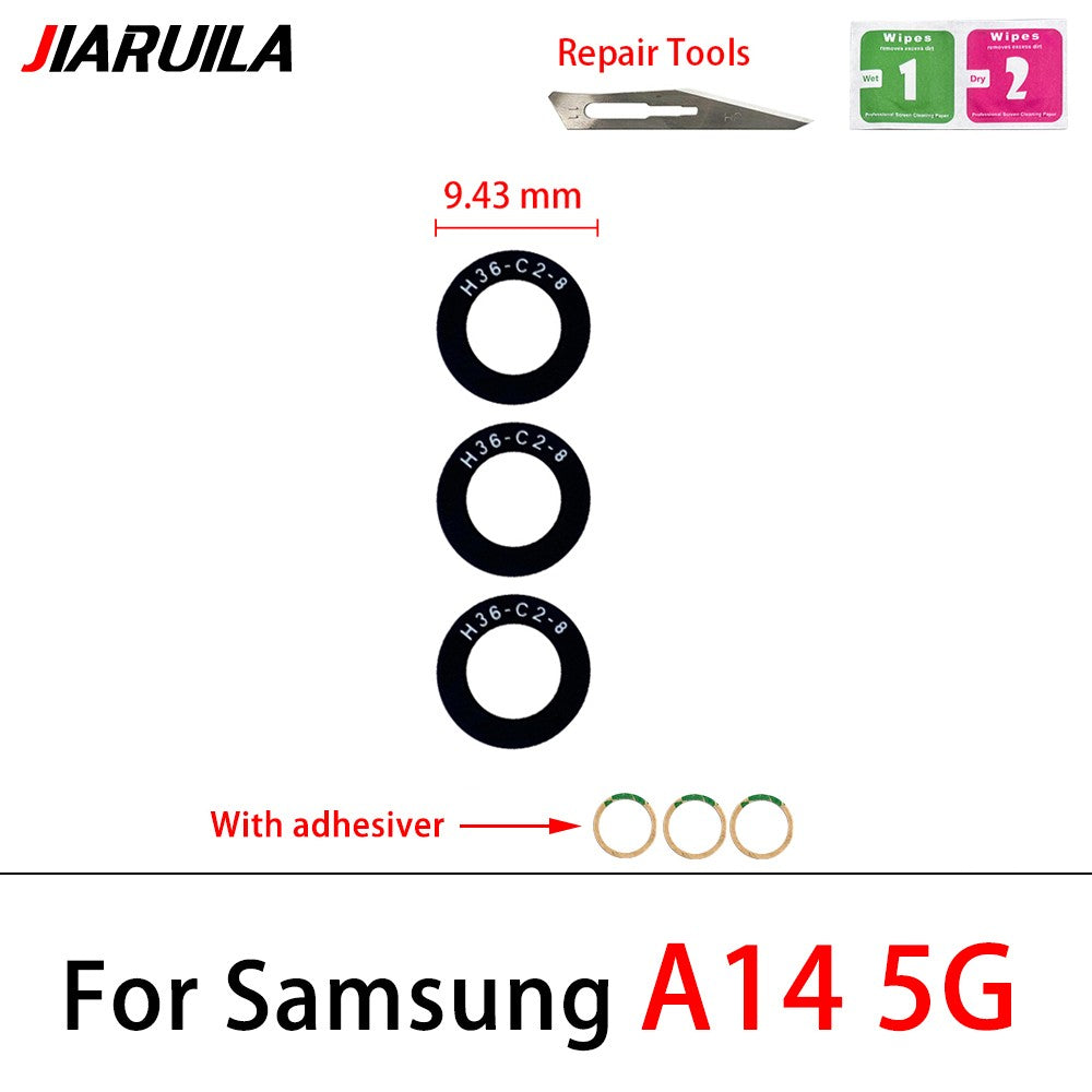 Nueva lente de cubierta de cristal de cámara trasera con adhesivo para Samsung A13 A14 23 4G A32 A52 5G A33 A53 A73 A52 A72 A82 A52S A24 A34