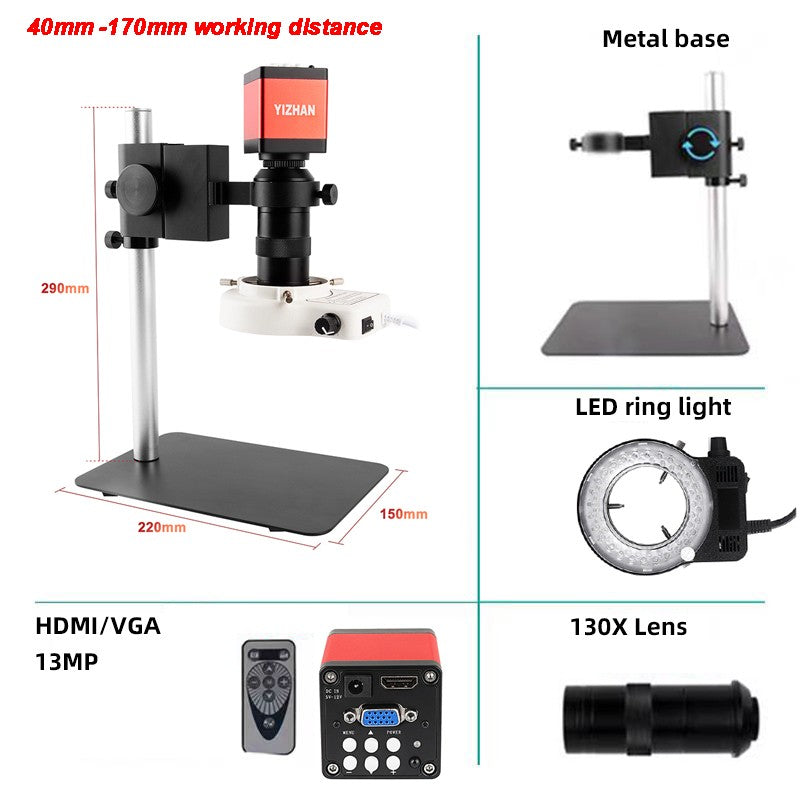 YIZHAN 60MP 48MP 13MP HD microscopio Digital para soldar 4K HDMI USB VGA microscopio electrónico cámara lente de Zoom para medir