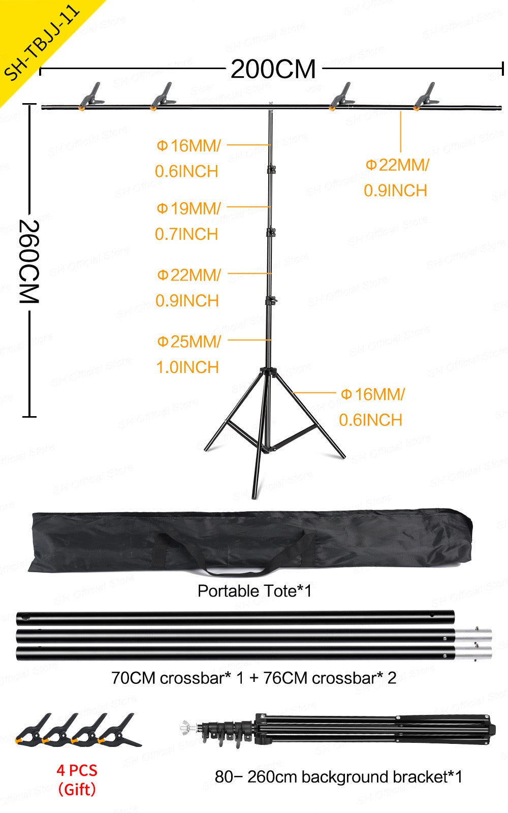 Fondo en forma de T, soporte de fondo para fotografía, sistema de soporte ajustable, estudio fotográfico para fondos de muselina no tejida con Clip