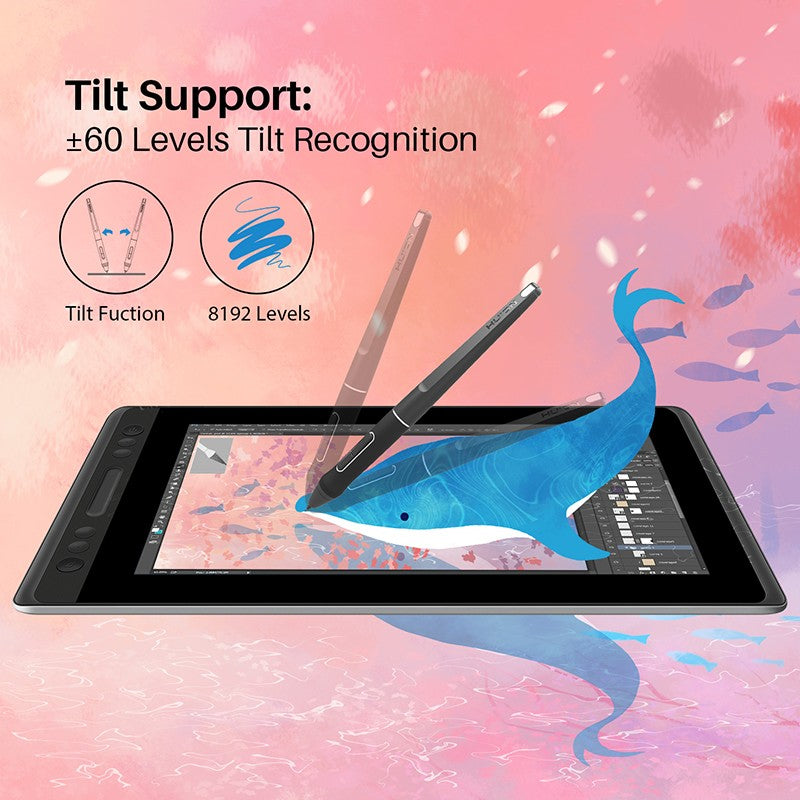 Modelo 2026 Más Reciente, HUION Kamvas Pro 16 V2, Pantalla Táctil de 15.6 Pulgadas con Laminación Completa, 16K Niveles de Presión, Barra Táctil Inteligente y 6 Teclas, Tableta Gráfica