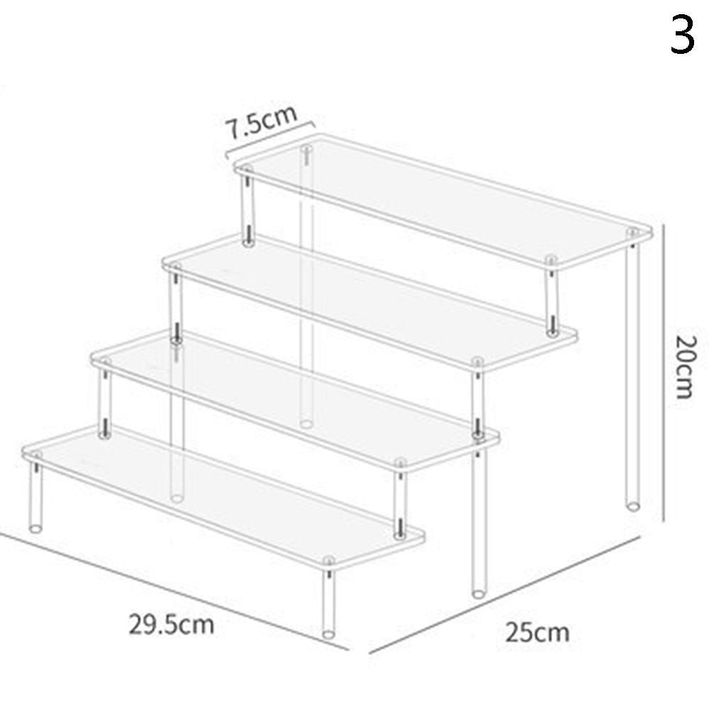 Soporte de exhibición acrílico de 1-4 niveles, estante de exhibición duradero para magdalenas, Perfume, muñeca, caja ciega Trapezoidal transparente, estante de almacenamiento