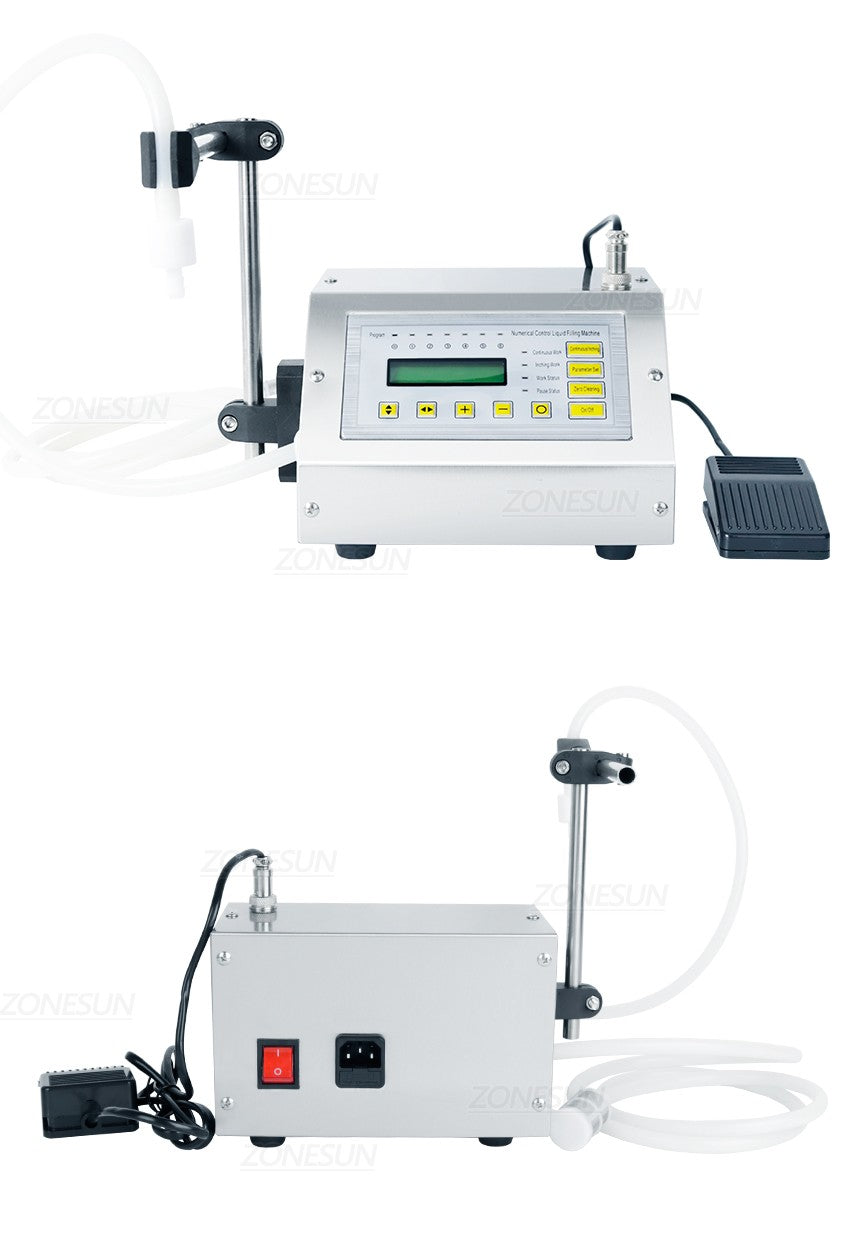 ZONESUN-máquina de llenado de líquidos, GFK-160A pequeña, Control Digital, 5-3500ml, jugo, agua, botella de llenado dosificadora con Pedal