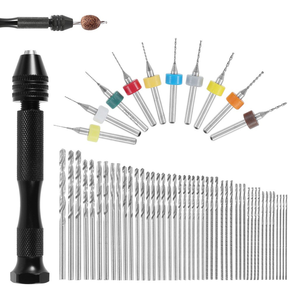 49 Uds. Juego de taladro Manual de 0,2-3,4mm, Mini broca Manual de aluminio, joyería artesanal, taladro Manual, herramientas de carpintería, broca, herramienta de perforación