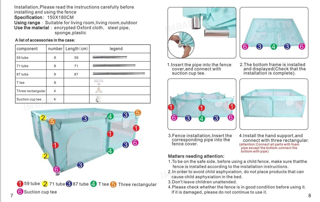 Imbaby Cercadinho para Bebés, Tamaño Grande, Barrera de Seguridad Infantil, Pelotas Secas, Piscina, Malla para Recién Nacidos, Pa