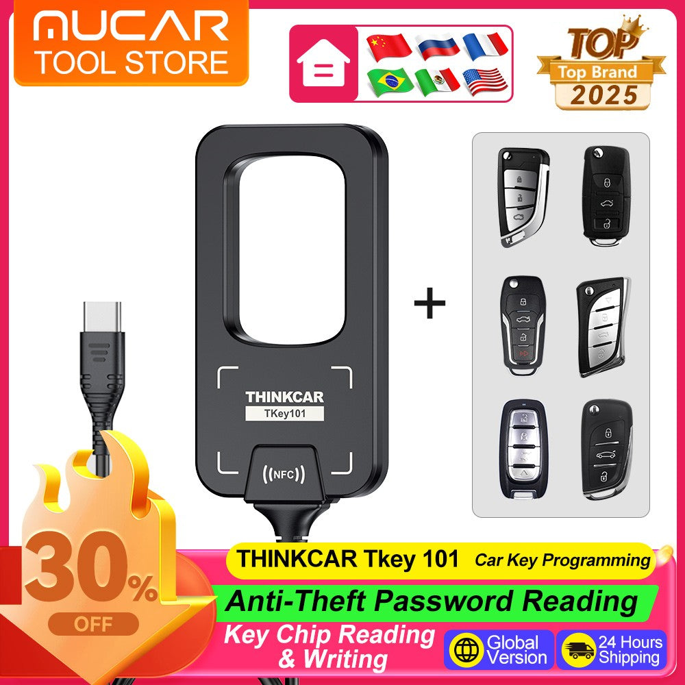 Programador de Llaves de Coche THINKCAR Tkey 101 con 6 Llaves, Detección de Frecuencia, Herramientas de Control Remoto para THINKCAR 689BT MUCAR 892BT