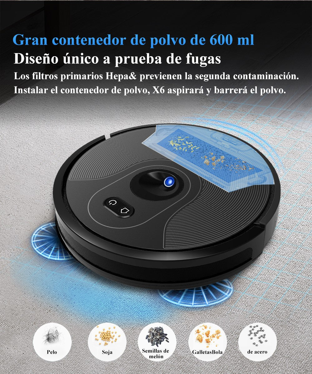 Robot aspirador ABIR X6PRO, sistema Smart Eye, aplicación No-Go Lines, línea Virtual APP, succión de 6000PA, fregona húmeda inteligente para el hogar