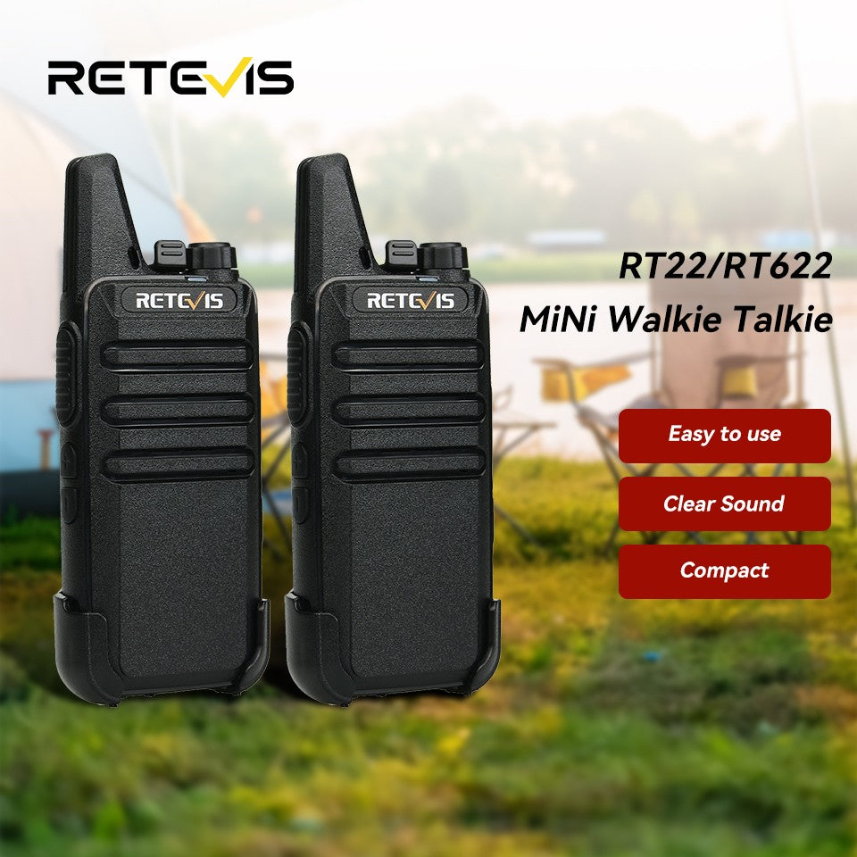 Retevis RT622 Mini Walkie Talkie 2 unidades PMR446 Radio portátil bidireccional con PTT Ideal para restaurantes y hoteles