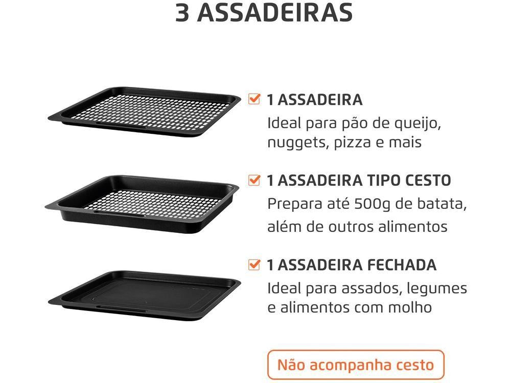 Freidora Eléctrica sin Aceite/Freidora de Aire Mondial Oven Oven AFON-12L-FB Negra 12L - 220V