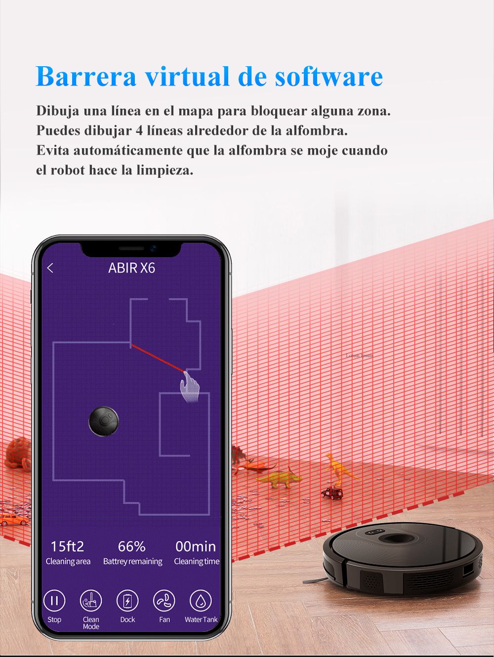 Robot aspirador ABIR X6PRO, sistema Smart Eye, aplicación No-Go Lines, línea Virtual APP, succión de 6000PA, fregona húmeda inteligente para el hogar