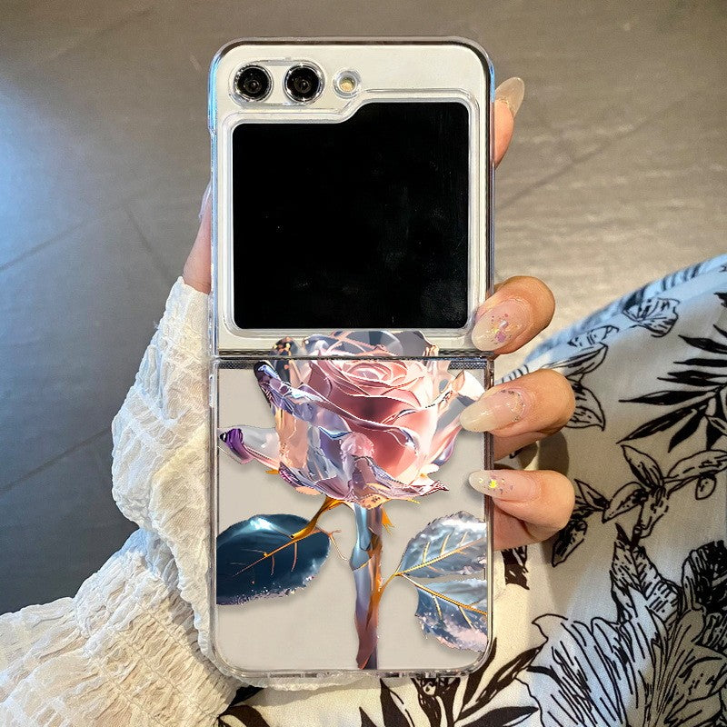 Funda transparente con diseño de flores para Samsung Galaxy Z Flip8 Flip7 FE Flip6, funda plegable transparente para Samsung Z Flip 8 7 5 4 3
