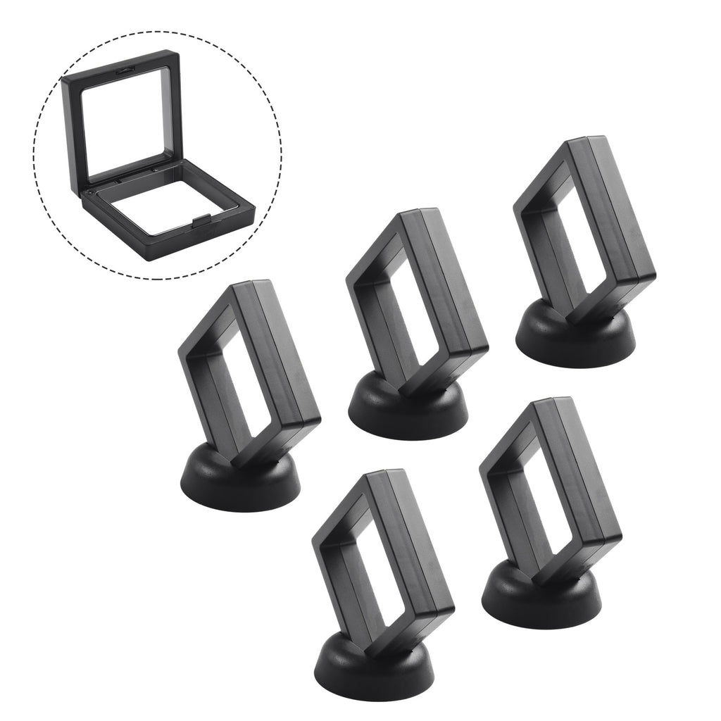 5/10 Uds. Marco flotante 3D anillo de joyería soporte para presentación de monedas caja de almacenamiento suministros para el hogar negro/blanco 70mm x 70mm x 20mm