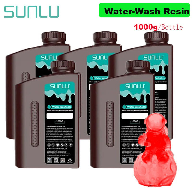 SUNLU 5KG estándar/resina 3D de lavado de agua 405nm resina UV para la mayoría de los materiales de impresora 3D SLA/DLP/LCD sensible a los rayos UV 1kg