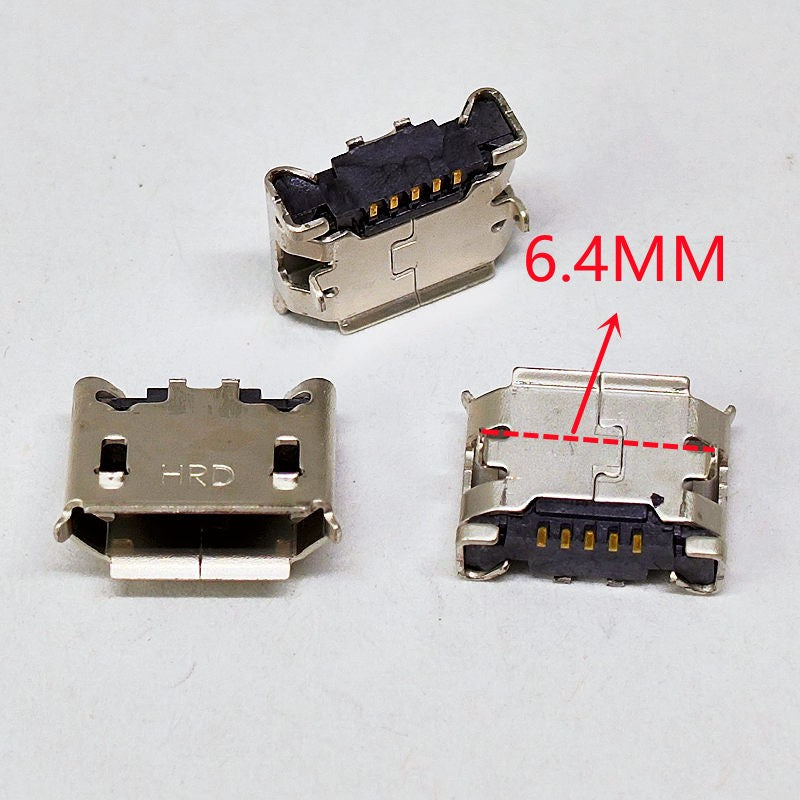 100 Uds Micro USB mini conector 5pin 5,9mm 6,4mm 7,2mm aguja corta 5P DIP2 puerto de datos puerto de carga para enchufe final móvil puerto V8