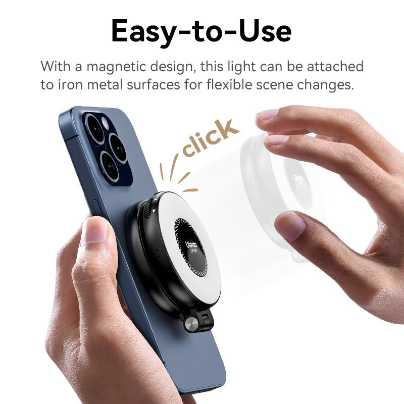 Ulanzi LM19 MagSafe Light CRI 95+ para fotografía Vlog Livestream Luz de relleno con tapa bicolor adecuada para teléfonos móviles magnéticos
