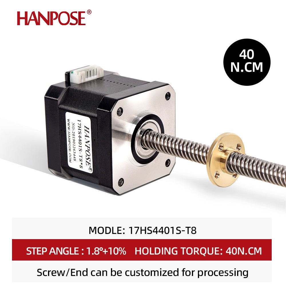 Motor paso a paso Nema17 40mm 1.5A 42 17HS4401S-T8 * 8 300mm varilla de tornillo Motor Z lineal con tornillo de avance Trapezoidal para impresora 3D