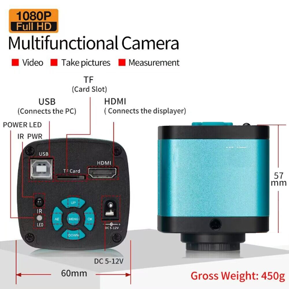 YIZHAN 60MP 48MP 13MP HD microscopio Digital para soldar 4K HDMI USB VGA microscopio electrónico cámara lente de Zoom para medir